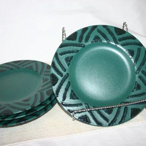 Pfaltzgraff Solstice Dark Green Lot of 4 Bread or Appetizer 8" Plate R-156